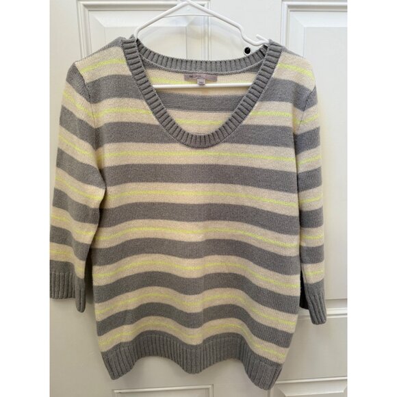 Gap Cream Gray Neon Yellow Knit Sweater - Picture 2 of 6